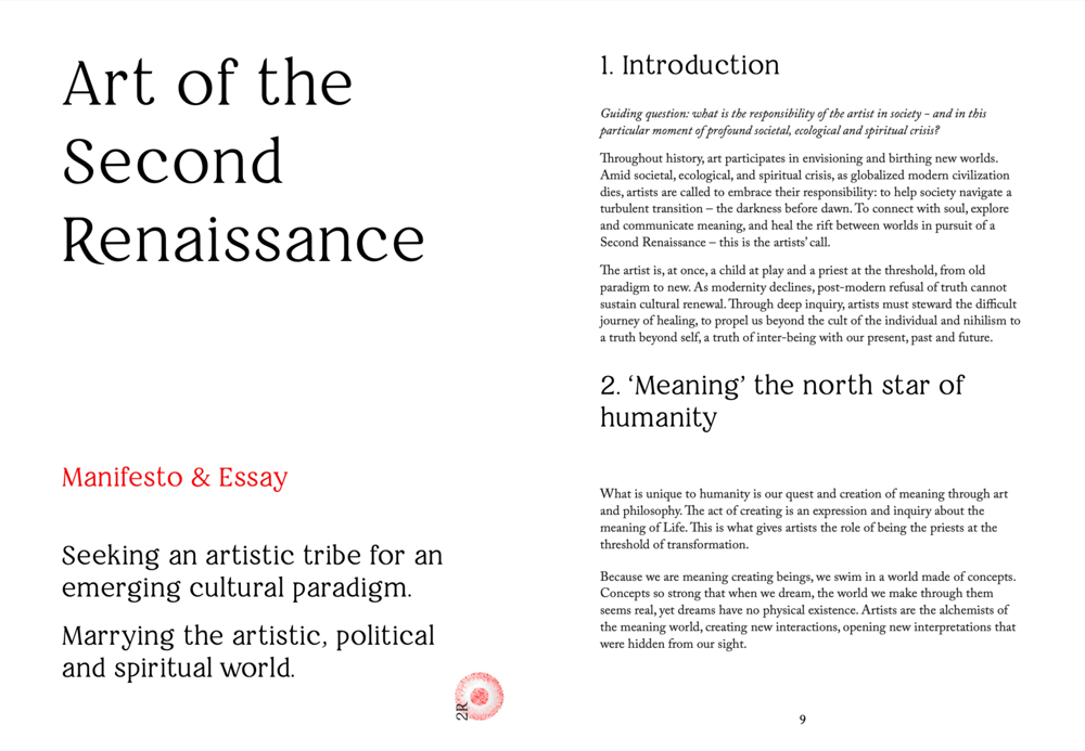 Cover of the Art of the Second Renaissance manifesto and essay
